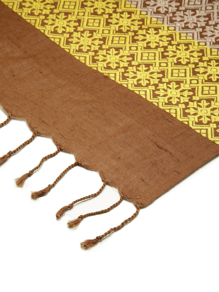 Brown Yellow Cotton Eri Silk Stole