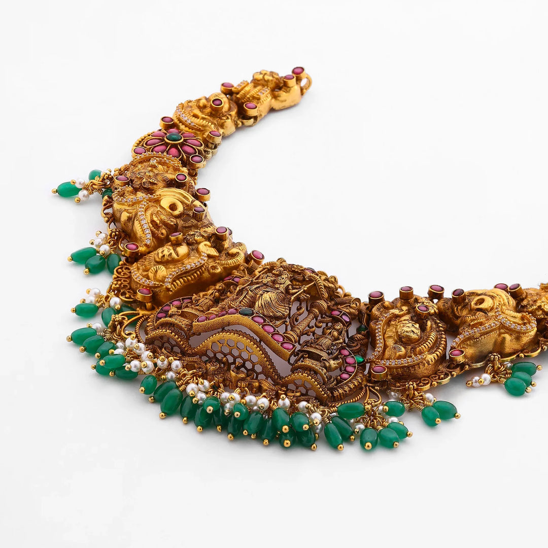 Pure 92.5 Silver, Gold Plated Rasleela Short Necklace