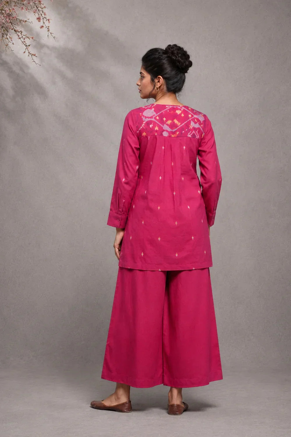 Fuchsia Pink Jamdani Co-ord Set | SHOBITAM