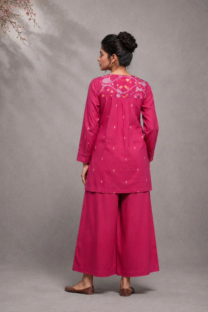 Fuchsia Pink Jamdani Co-ord Set | SHOBITAM