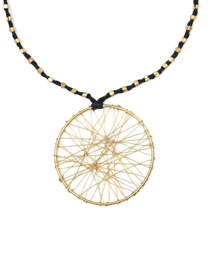 Black Round Jaali Tribal Pendant Set Jewellery | SHOBITAM