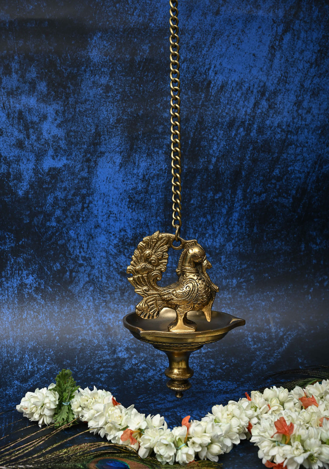 Brass Handling Peacock Lamp - Single piece, Indian Decorative Lamp