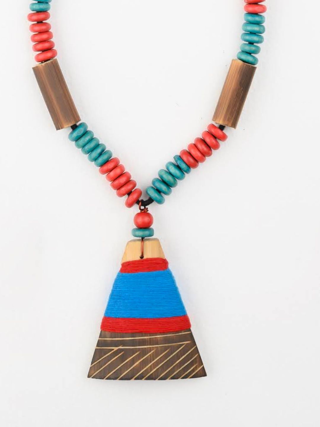 Blue Red Bamboo Tribal Jewellery Set | SHOBITAM