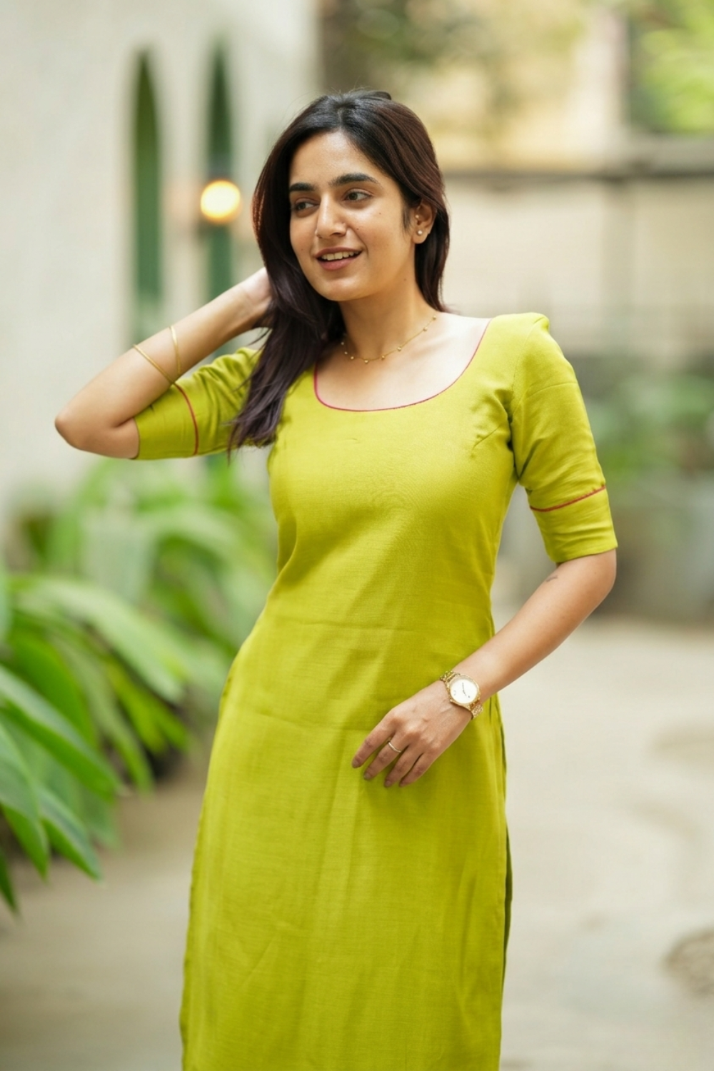 Raha Lime Green Kurti Set (Set of 2) | SHOBITAM