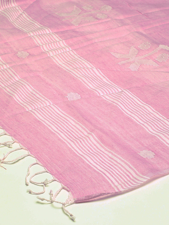Handcrafted Jamdani Mul Cotton Dupatta | SHOBITAM