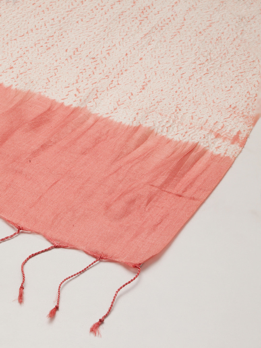 Rose Pink Woven Shibori Silk Stole | SHOBITAM