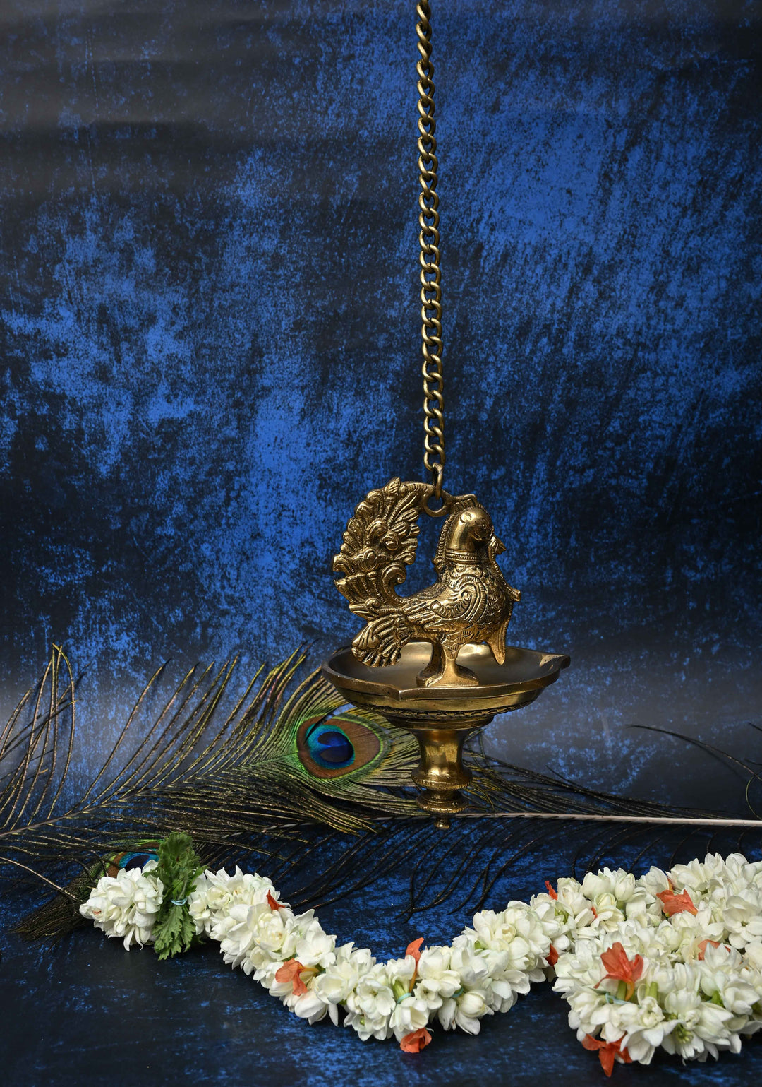 Brass Handling Peacock Lamp - Single piece, Indian Decorative Lamp