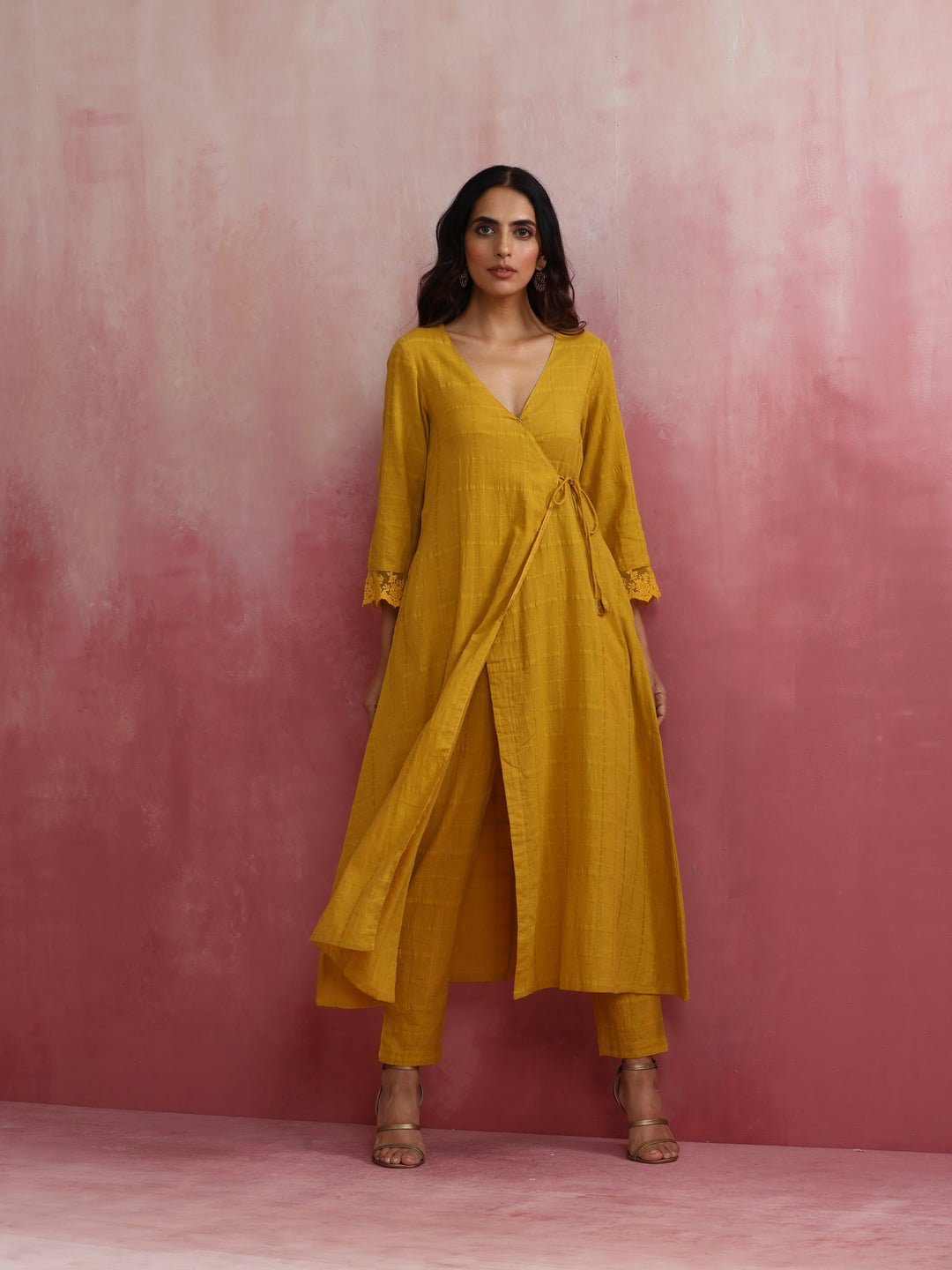 Mustard Cotton Dobby Kurta Set | SHOBITAM