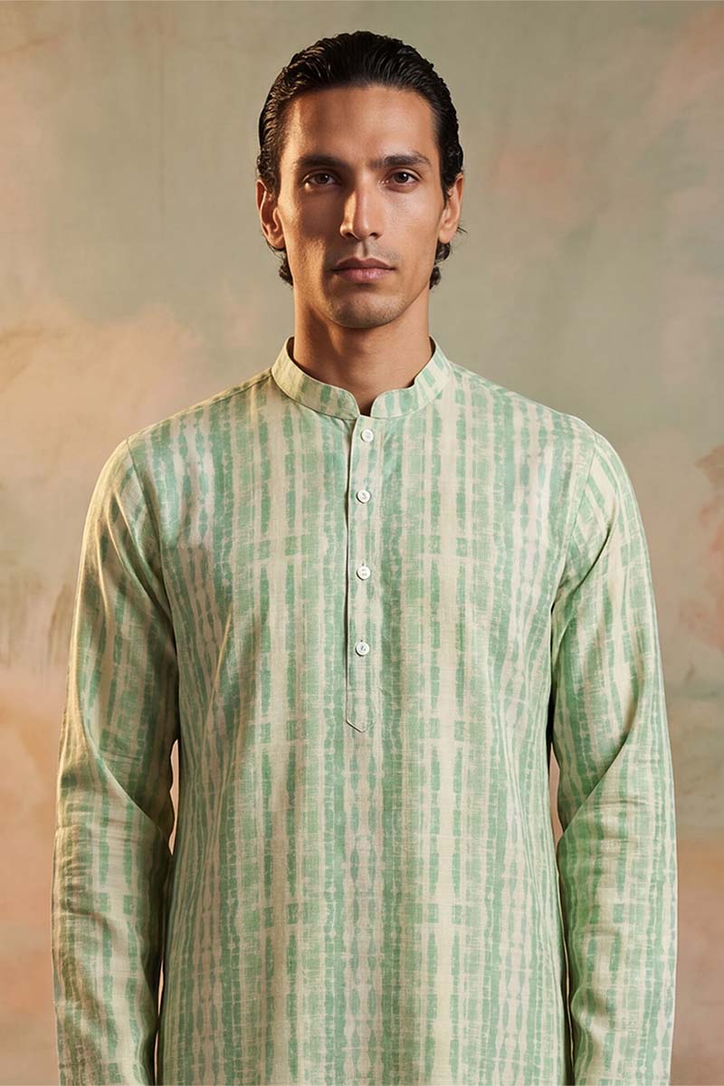 Mens Multi Silk Blend Abstract Printed Kurta With Trousers | SHOBITAM