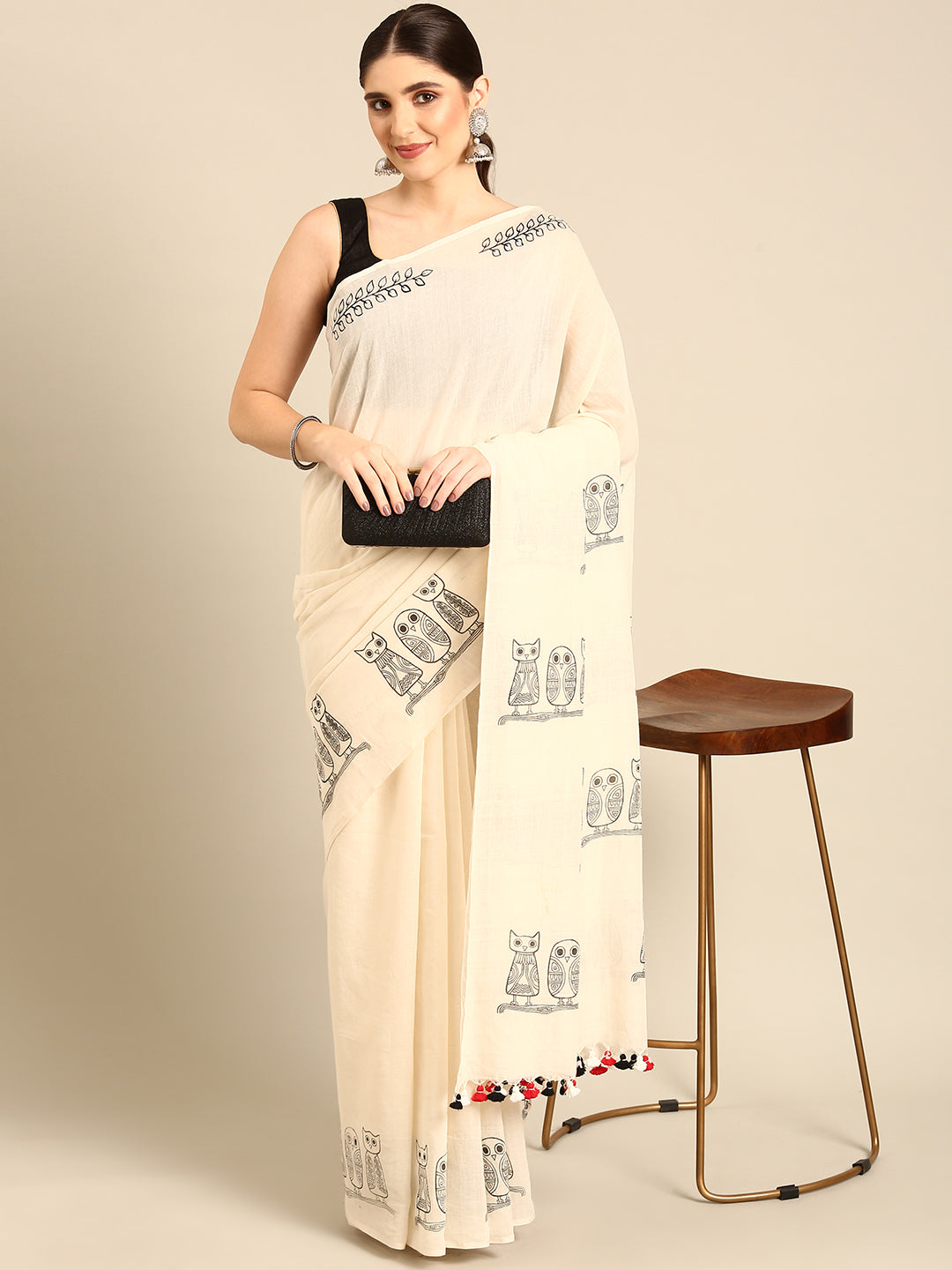 Handwoven Cotton Print Saree for Everyday Wear | SHOBITAM
