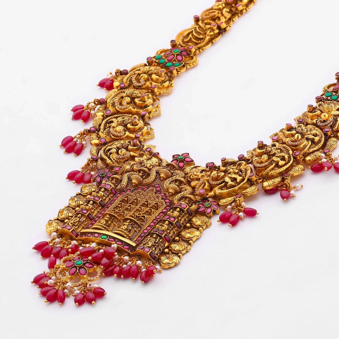 Pure 92.5 Silver, Gold Plated Swargadwara Haaram