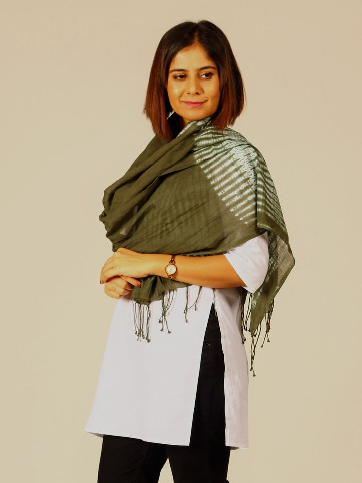 Hand Woven Shibori Cotton Stole | SHOBITAM