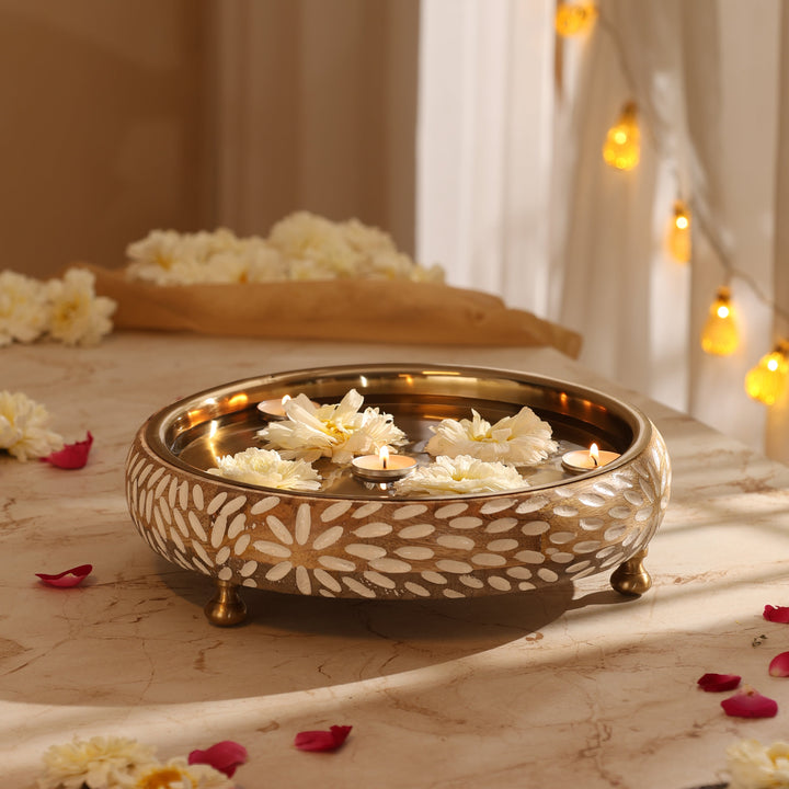 Vrinda Handcrafted Wooden and metal Festive Urli