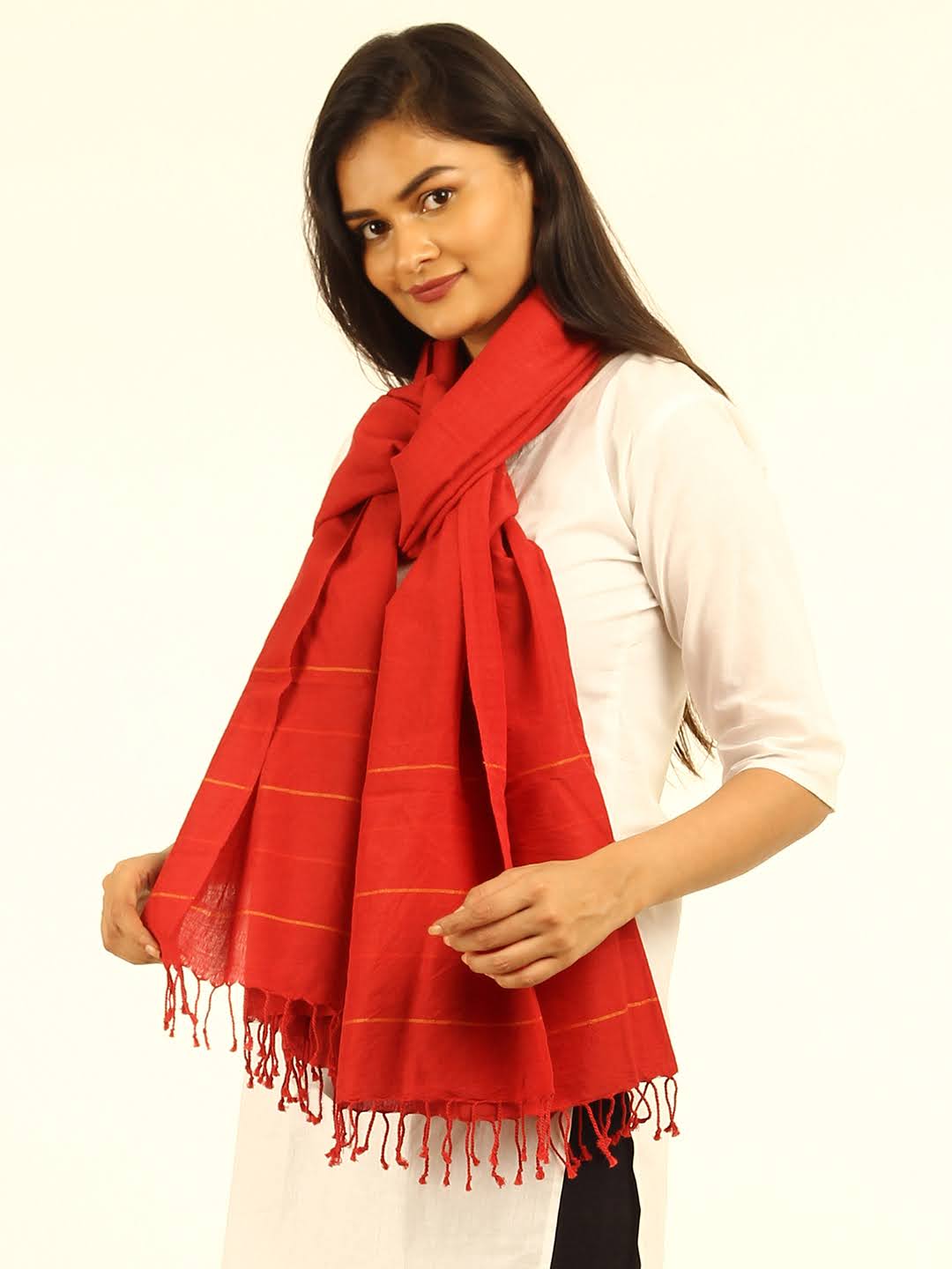 Striped Cotton Wool Stole | SHOBITAM