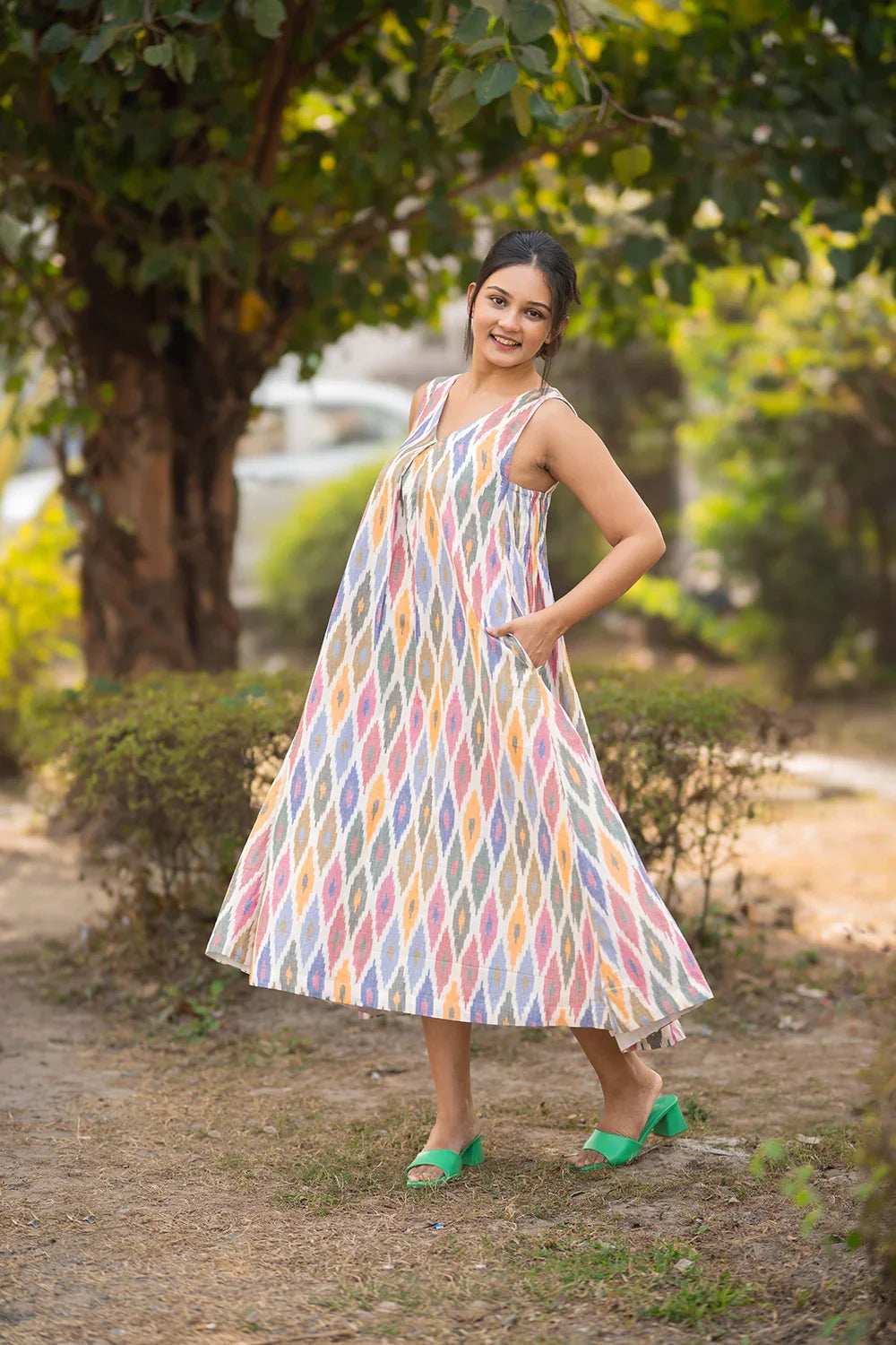 Casatta Ikkat Cotton Dress | SHOBITAM