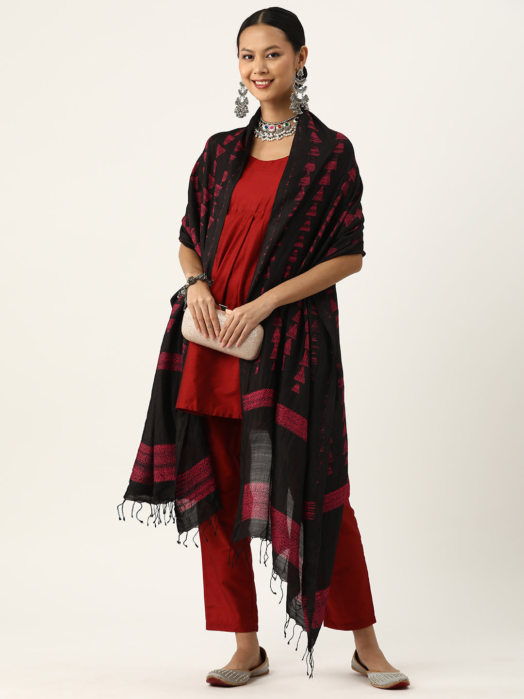 Hand Woven Shibori Tussar Silk Dupatta