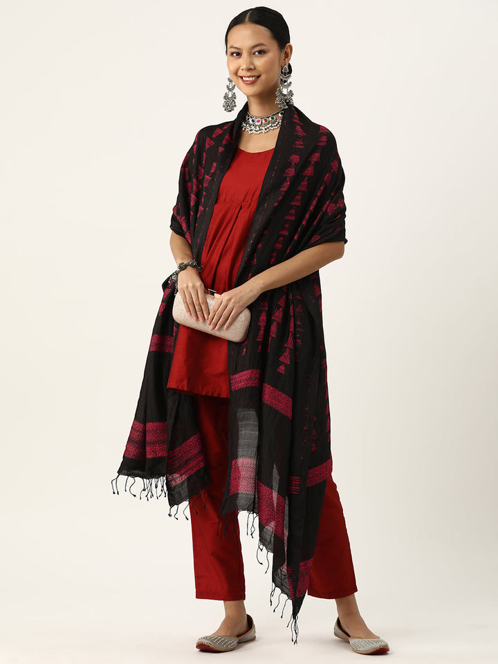 Hand Woven Shibori Tussar Silk Dupatta
