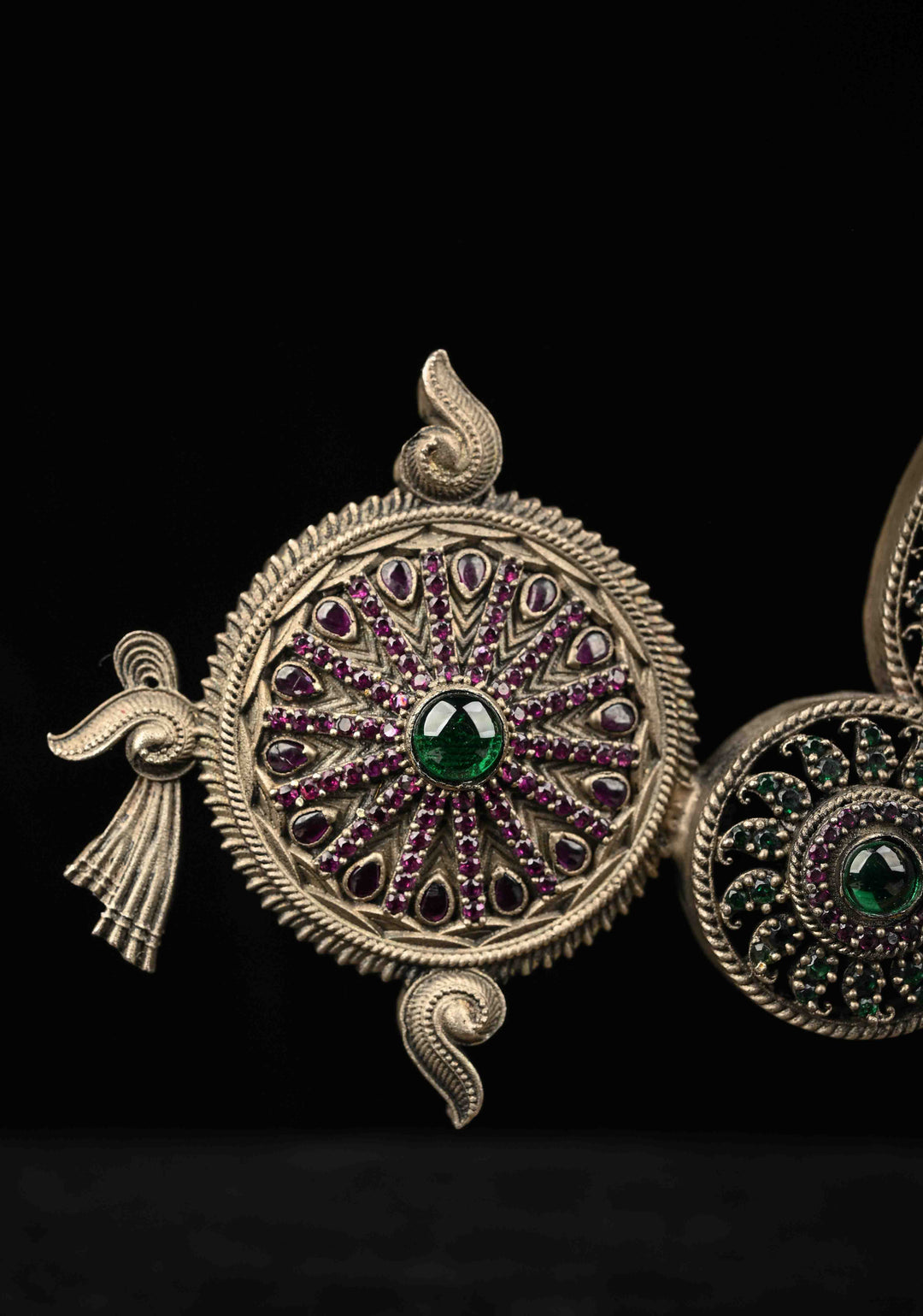 Pure 92.5 silver Tirupati idol with Antique Finish and Gemstones encrusted