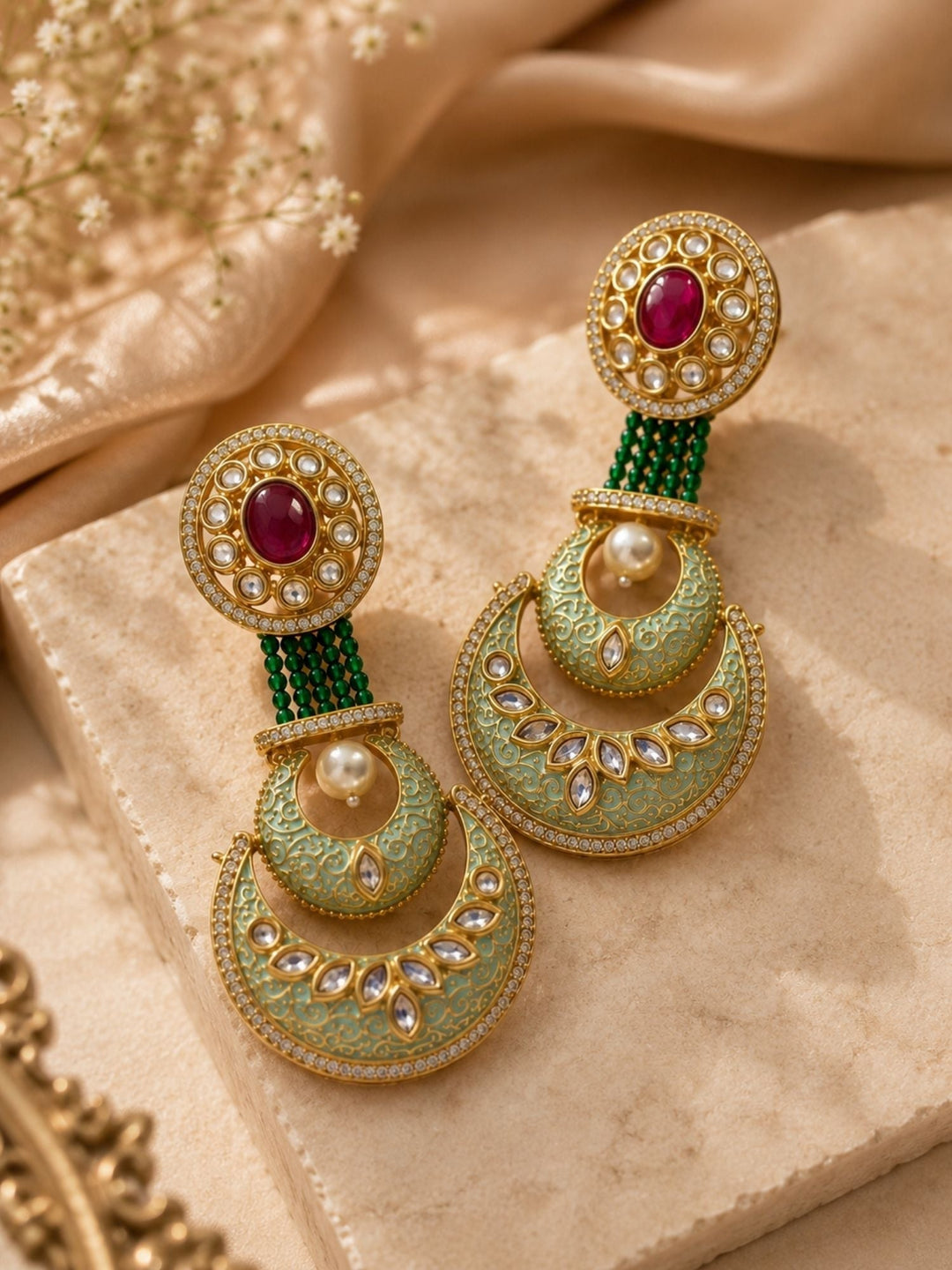 Chandbali Earrings in Gold Finish – Festive Wear | SHOBITAM