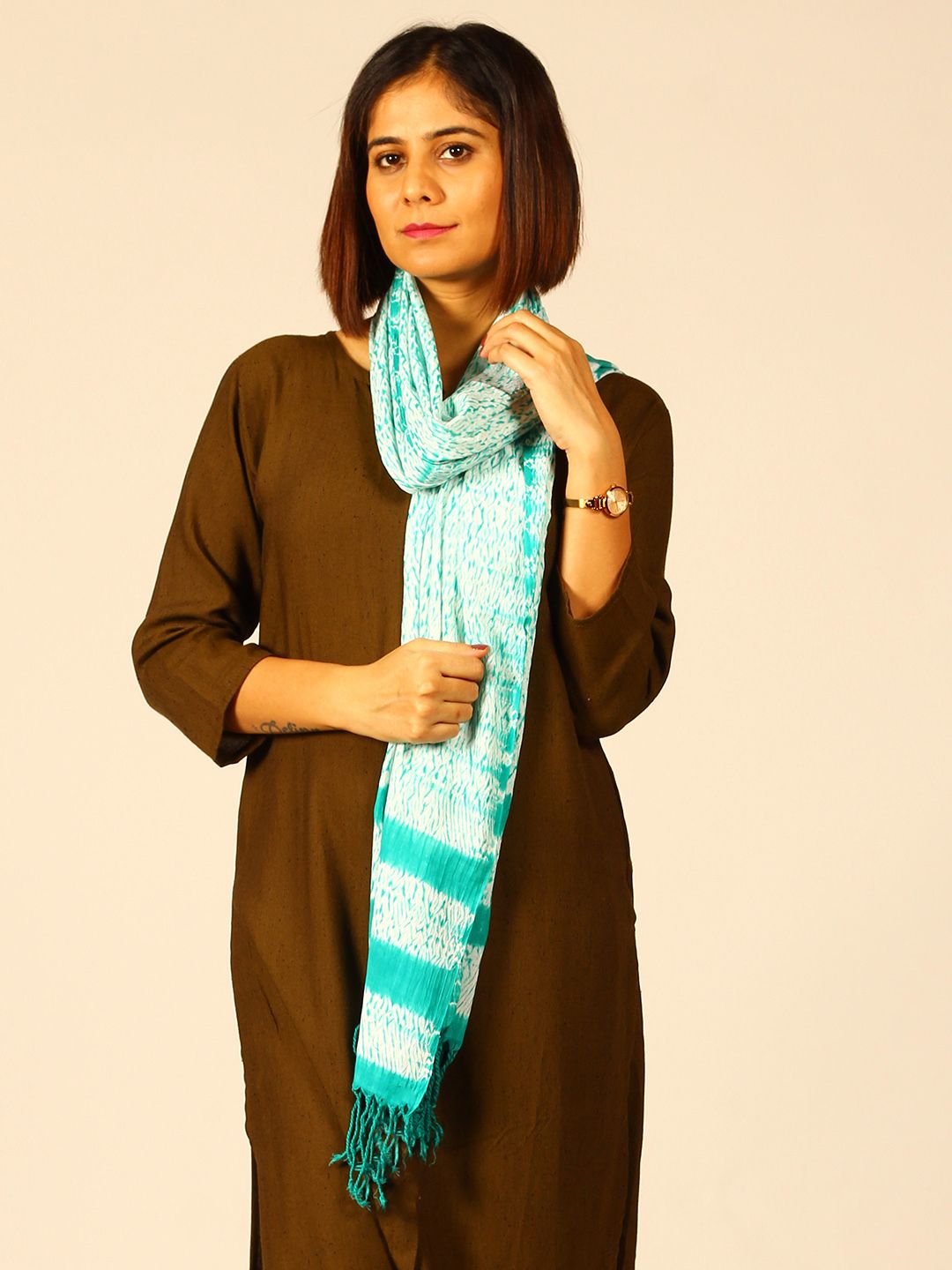 Hand Woven Shibori Cotton Stole | SHOBITAM