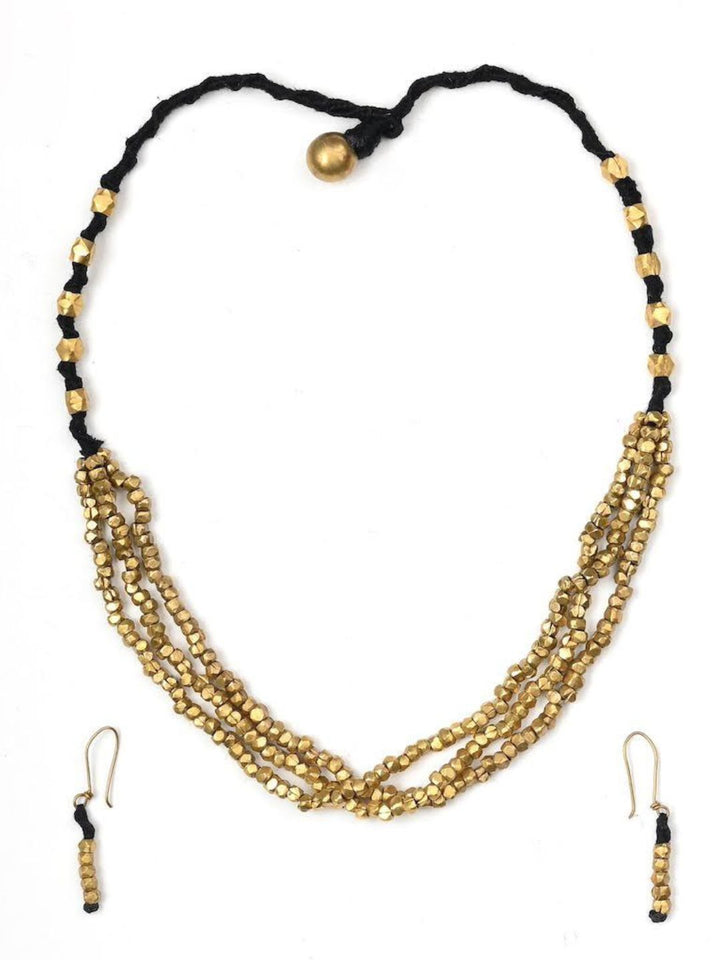 Dokra ArtHandmade Brass Beaded Tribal Jewellery Set | SHOBITAM