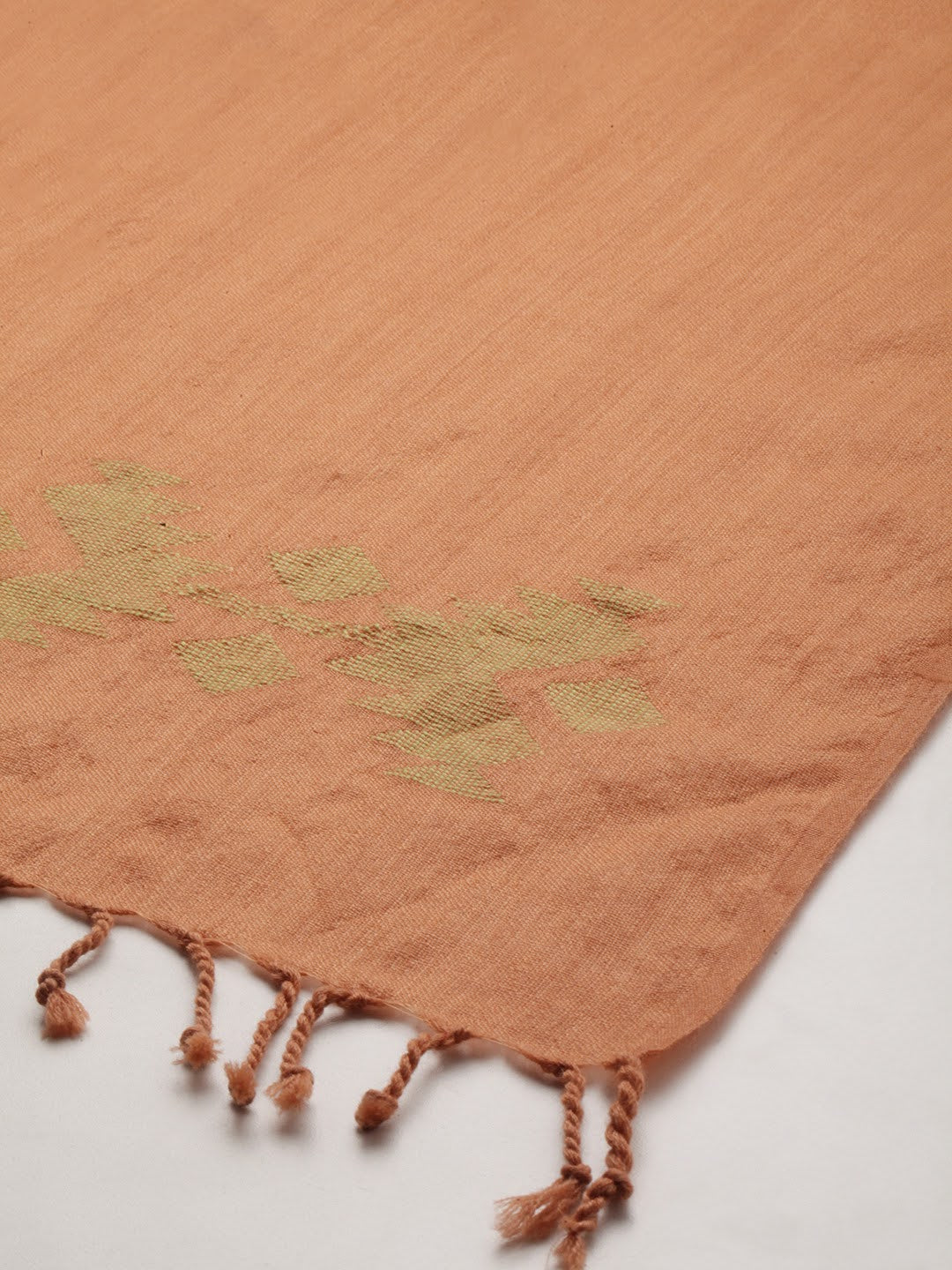 Earthy Brown Jamdani Wool Stole | SHOBITAM