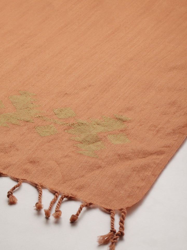 Earthy Brown Jamdani Wool Stole | SHOBITAM