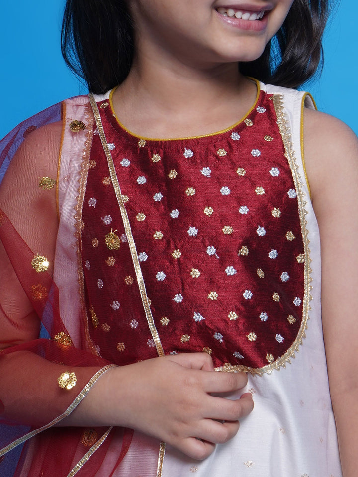 Chand Sitare Kurta with Dhoti Salwar & Dupatta - Cream | SHOBITAM