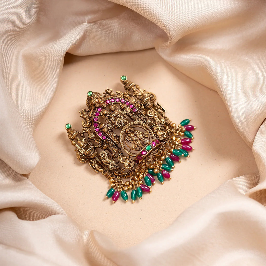 Pure 92.5 Silver, Gold Plated Raga of Radha-Krishna Pendant