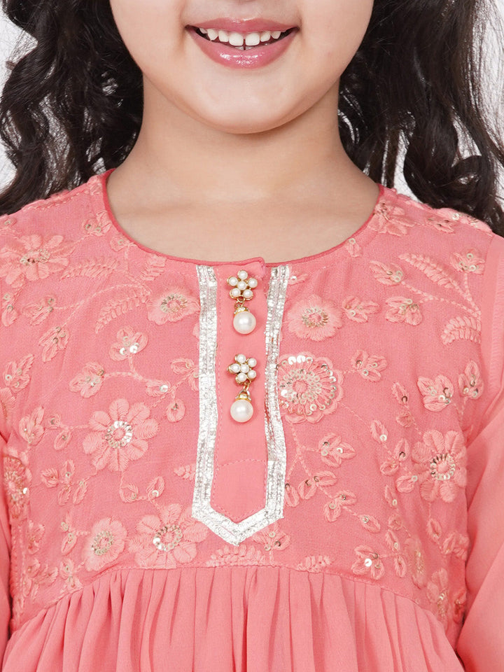 Girls jaipuri Lacework and Gotta Patti work Kurta frock with Sharara and Dupatta | SHOBITAM
