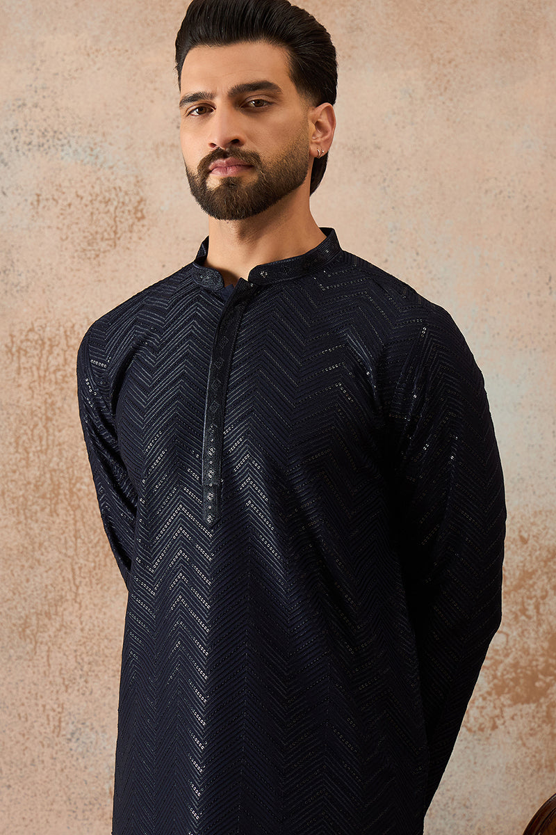 Blue Rayon Embroidered Straight Kurta | SHOBITAM