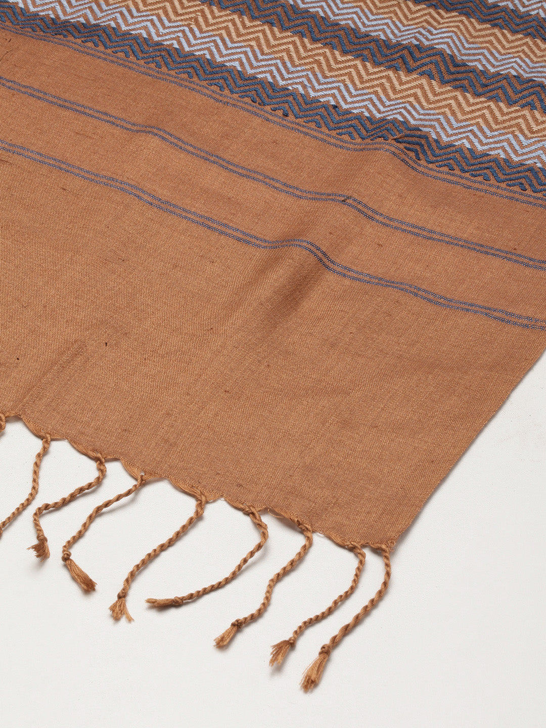 80 x 24 Handwoven Chevron Eri Silk Stole | SHOBITAM