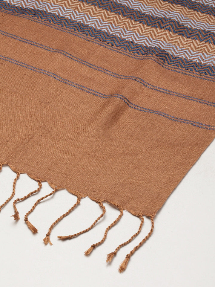 80 x 24 Handwoven Chevron Eri Silk Stole | SHOBITAM