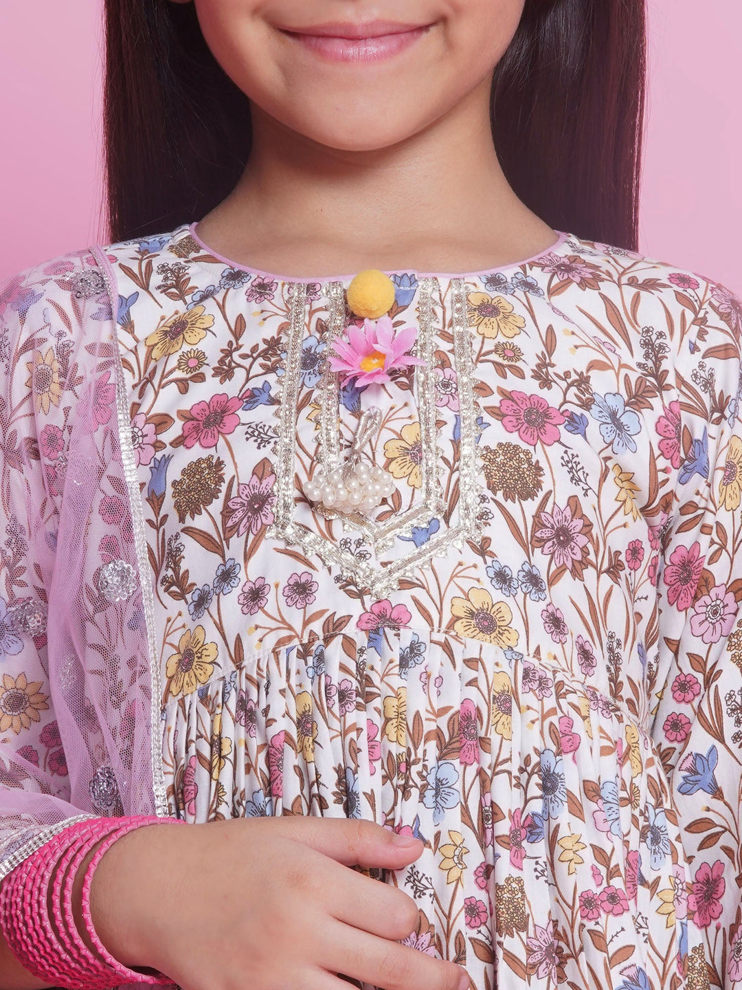 Phoolon ki Bahaar Kurta Sharara Set - Floral Pink | SHOBITAM