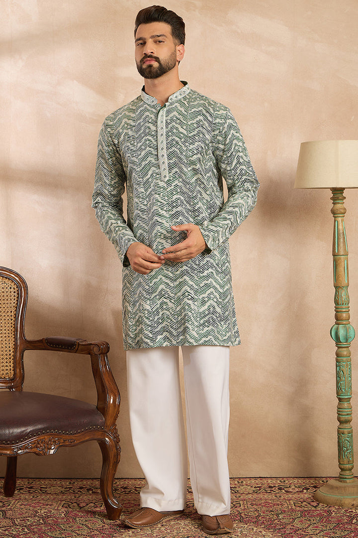 Green Silk Blend Solid Embroidered Straight Kurta With Trouser | SHOBITAM