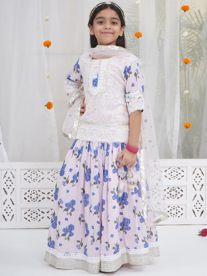 Rose water Floral Embroidery Lehenga Set | SHOBITAM