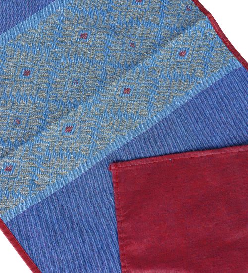 Blue Yellow Dhuniya Handloom Cotton Table Runner | SHOBITAM