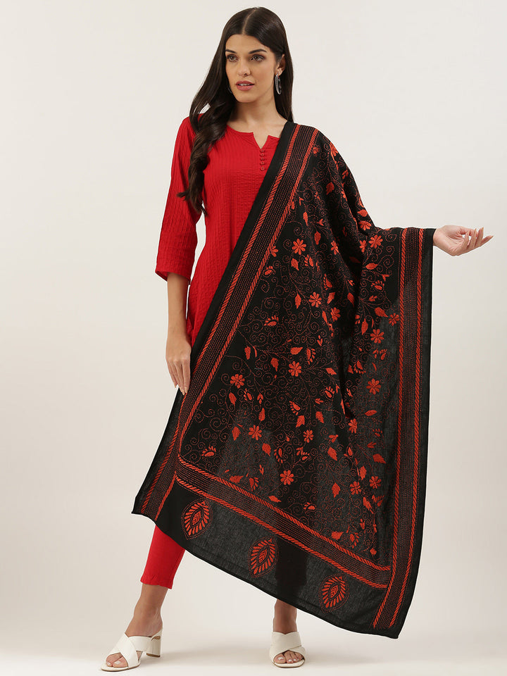 Floral Kantha Cotton Dupatta | SHOBITAM