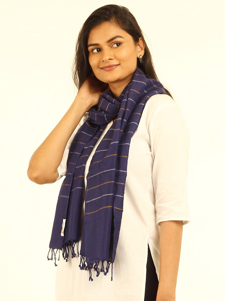 Striped Cotton Wool Stole | SHOBITAM