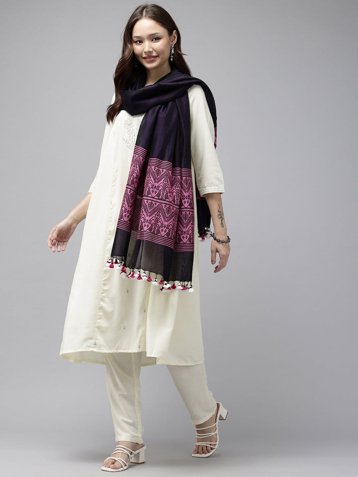 Purple Handloom Baluchari Silk Dupatta