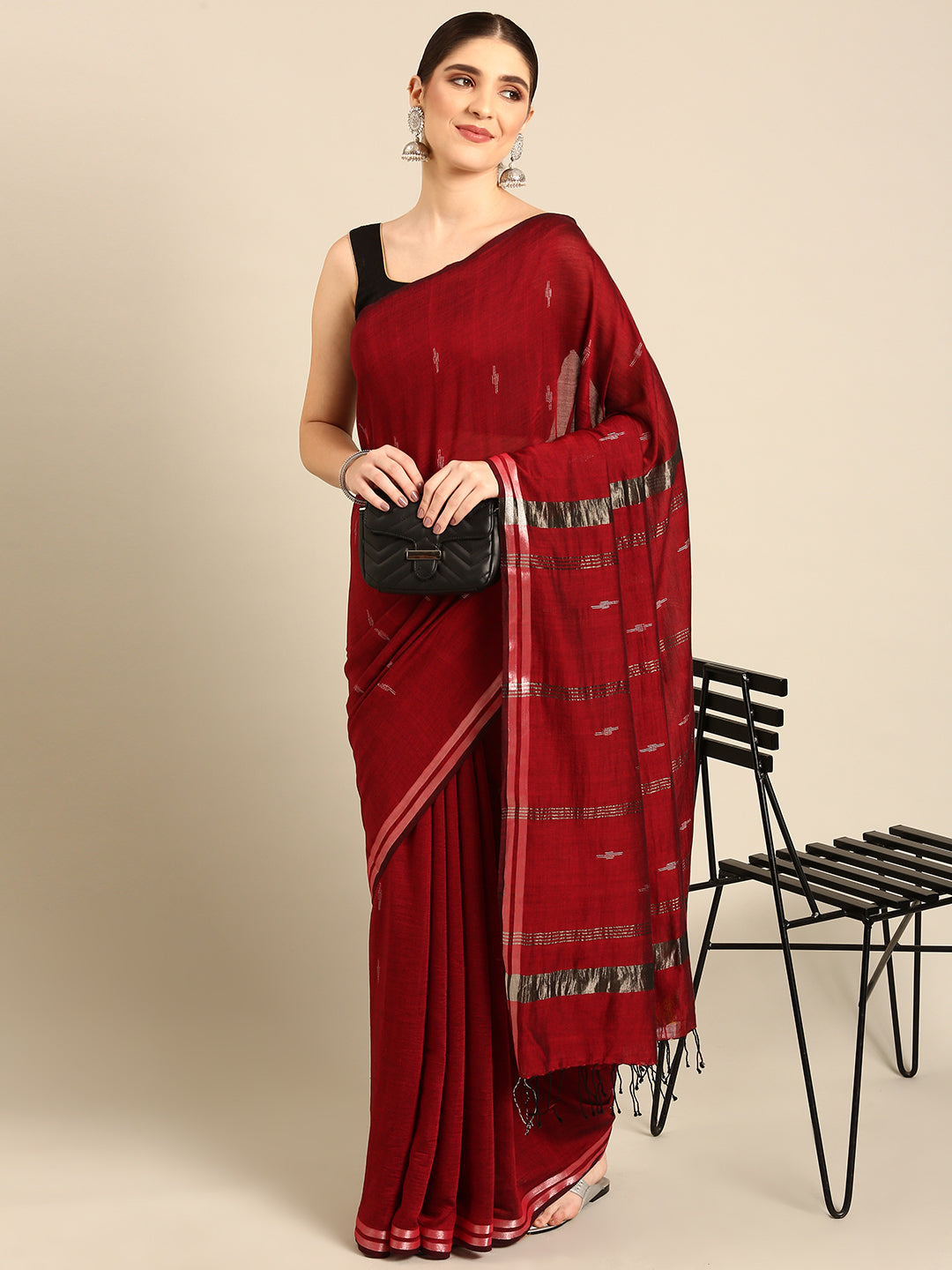 Handloom Jamdani Cotton Saree Without Blouse Piece | SHOBITAM