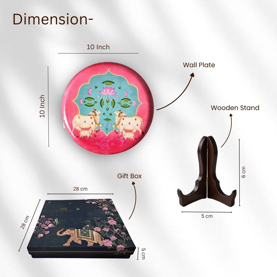 Pichwai Single Wall Plate with wooden Stand