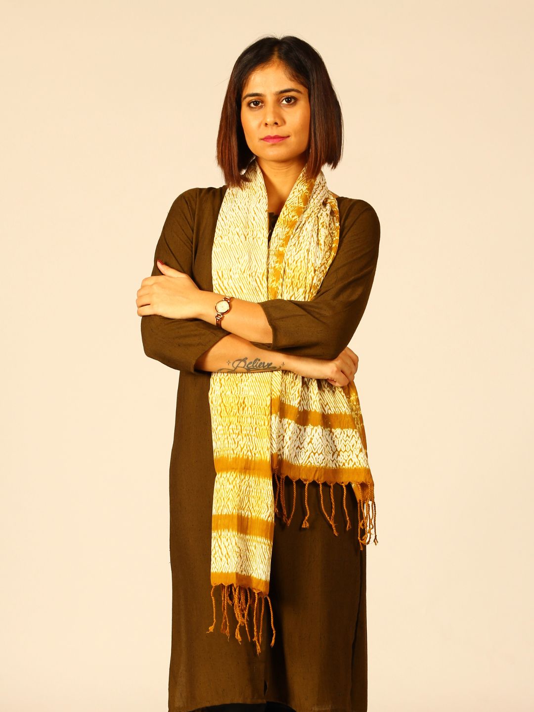 Hand Woven Shibori Cotton Stole | SHOBITAM