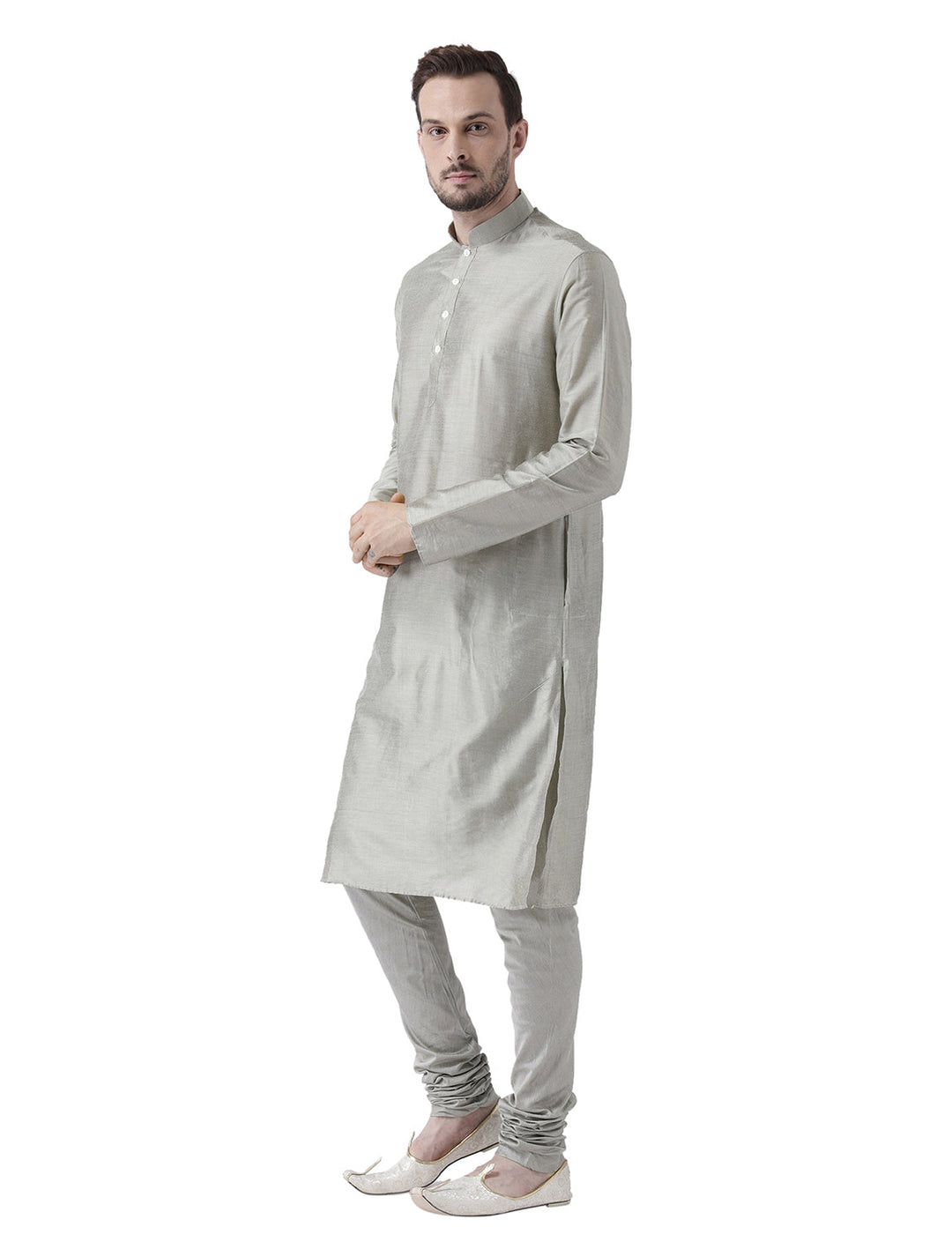Silver Grey Solid Plain Kurta | SHOBITAM