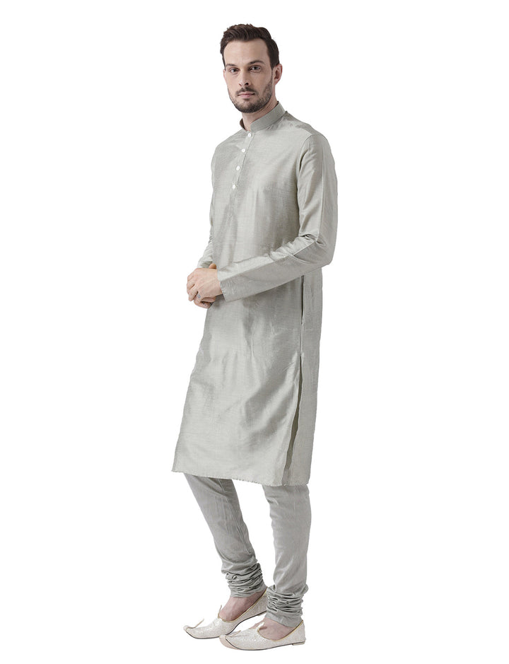 Silver Grey Solid Plain Kurta | SHOBITAM