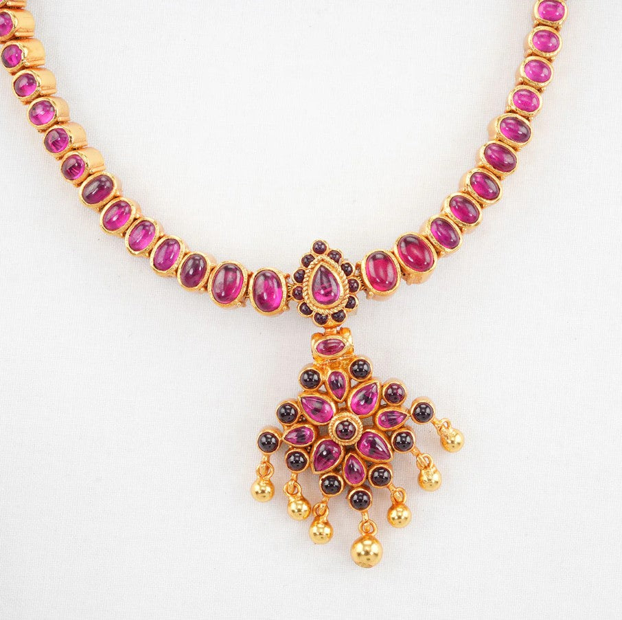 92.5 Silver Gold Plated Reversible Necklace with one side red and one side Green