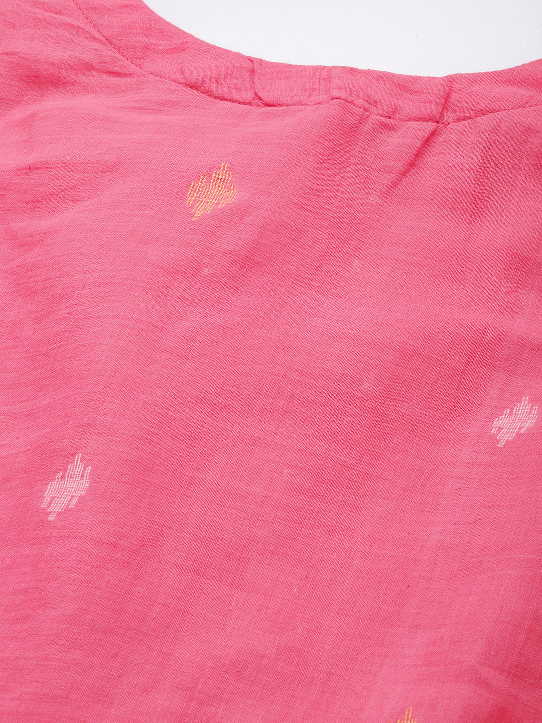 Pink & Cream Handloom Cotton Kurta | SHOBITAM
