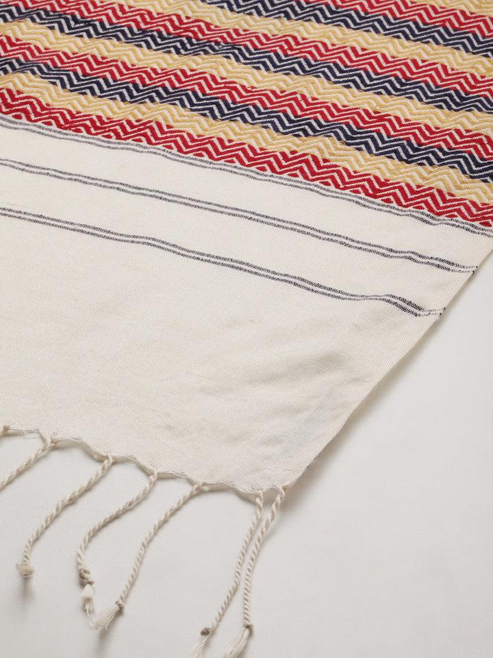 80 x 24 Handwoven Chevron Eri Silk Stole | SHOBITAM