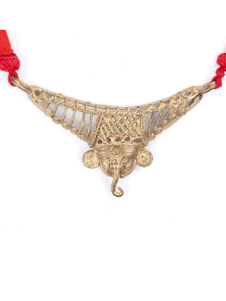 Handmade Red Ganesh Dokra Hasli Jewellery | SHOBITAM