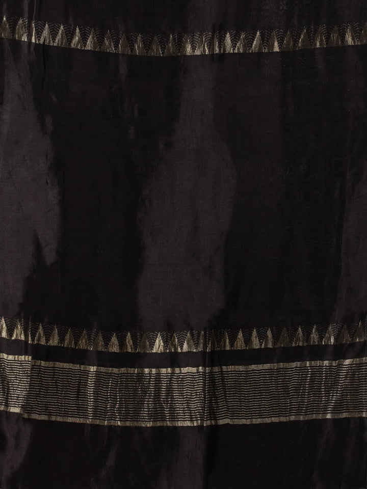 Black Pure Mysore Silk Zari Stole | SHOBITAM